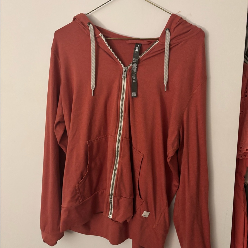 Vuori Brick Red Zip-Up Hoodie